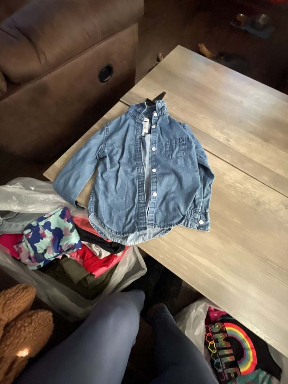 Cat & Jack Denim Button-Down Shirt Size XS (4/5)